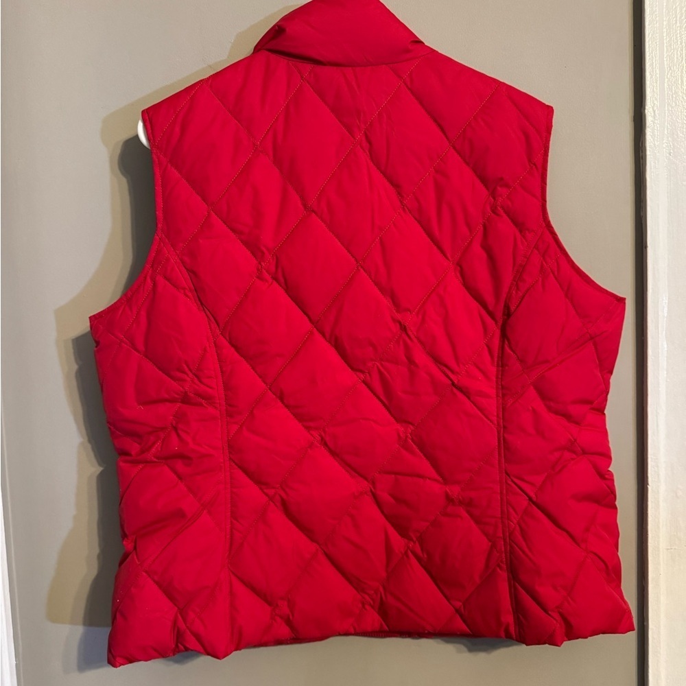 Lands End Women's Red Quilted Down Feather Puffer Vest - Picture 7 of 7